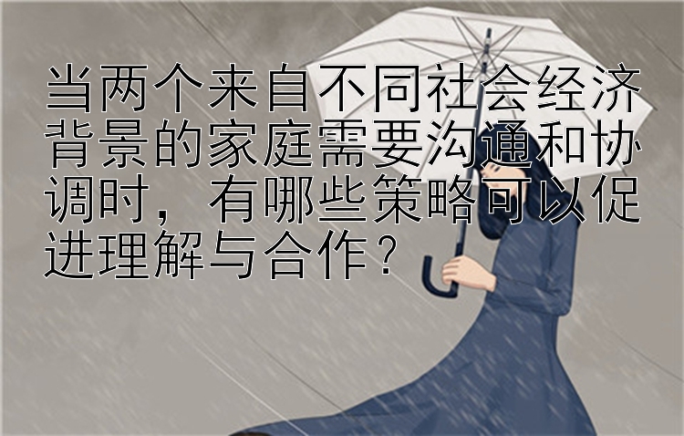 当两个来自不同社会经济背景的家庭需要沟通和协调时，有哪些策略可以促进理解与合作？